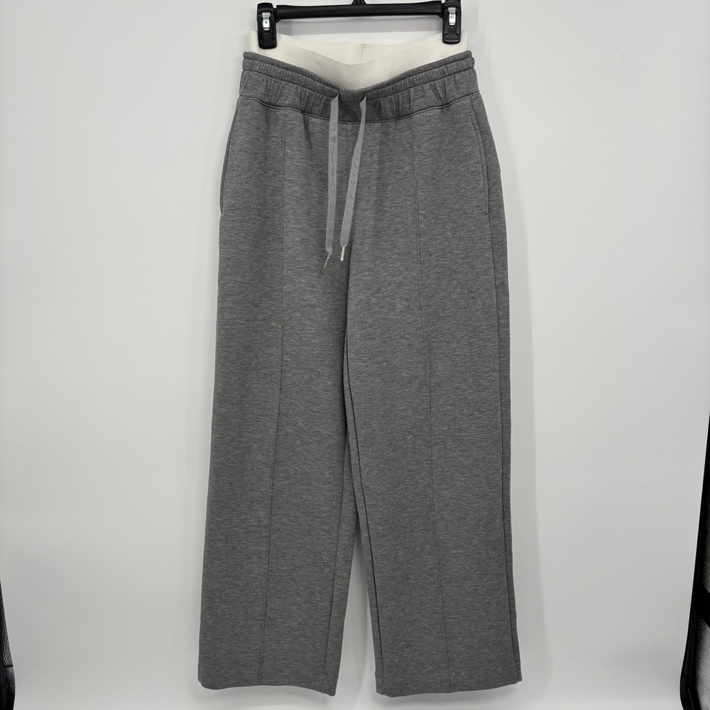 Spanx Air Essentials Double Waistband Sweatpants Womens Medium Gray Wide Leg